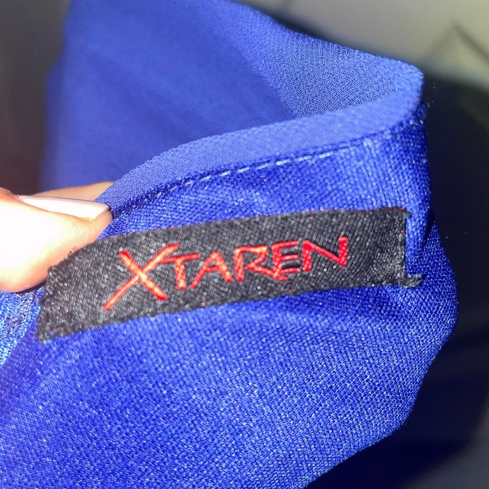 royal blue chiffon jumpsuit with pockets - Picture 5 of 5